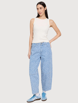 Jeans Printed Barrel Leg Woman Light Blue | Mazine