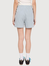 Pantaloncini da donna in velluto a coste, cotone, blu perla | Mazine