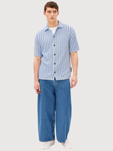 Strick-Poloshirt Gestreift Reines Wedgwood | Armedangels