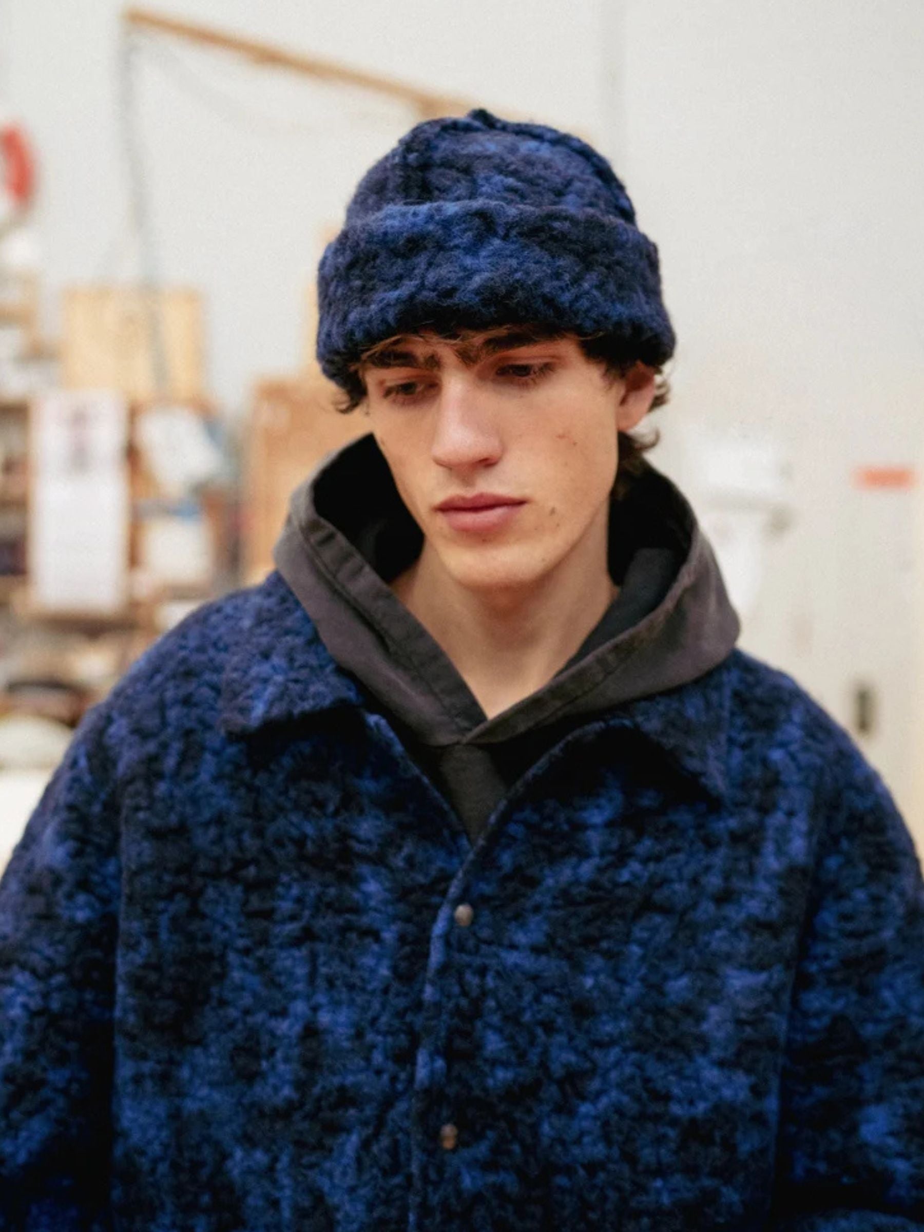 Organic Wool-Blend Toque Blue Melange | Rotholz