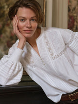 Blouse Lace White GOTS in Cotton | Lanius