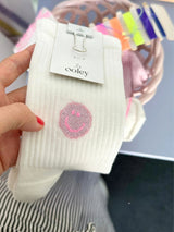 Socks Icons Glitter Smile Pink Organic Cotton | Ooley