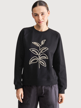 Swearshirt Ystad Leaves Black | Dedicated