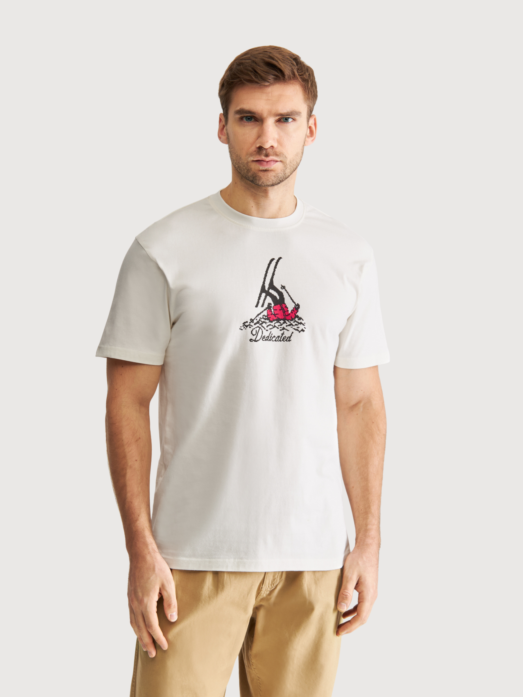 Stockholm Fallen Skier T‑Shirt – Off‑White | Dedicated