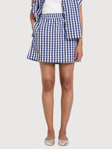 Skirt Vichy Check Blue/White Cotton | Lanius