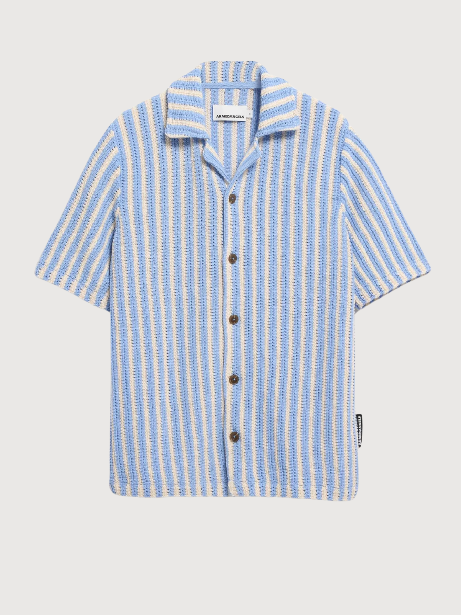 Knit Poloshirt Striped Pure Wedgwood | Armedangels