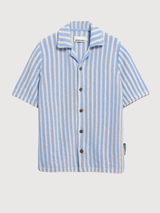 Knit Poloshirt Striped Pure Wedgwood | Armedangels