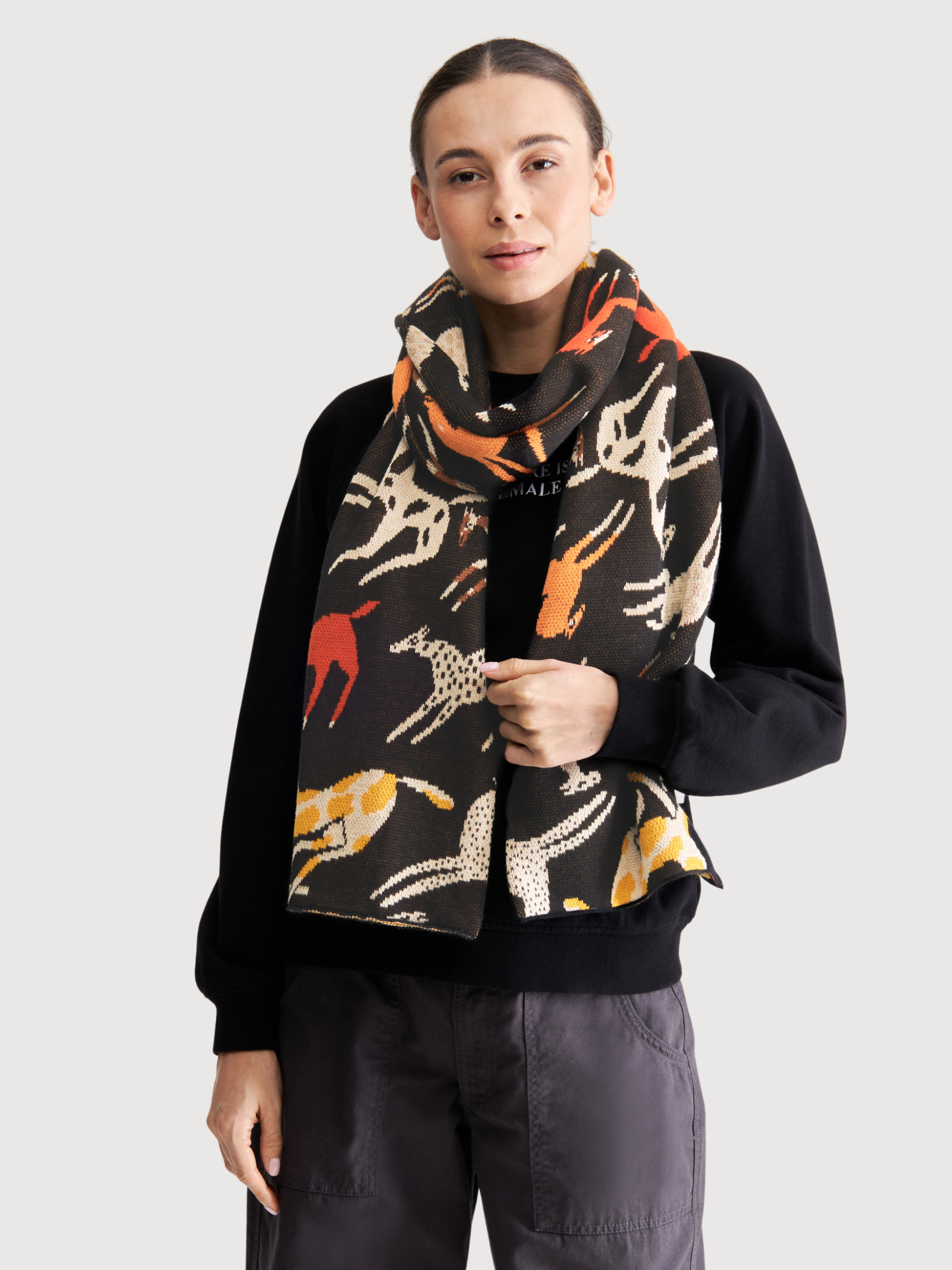 Sciarpa Rossberga Motivo jacquard cavalli Unisex | Dedicated