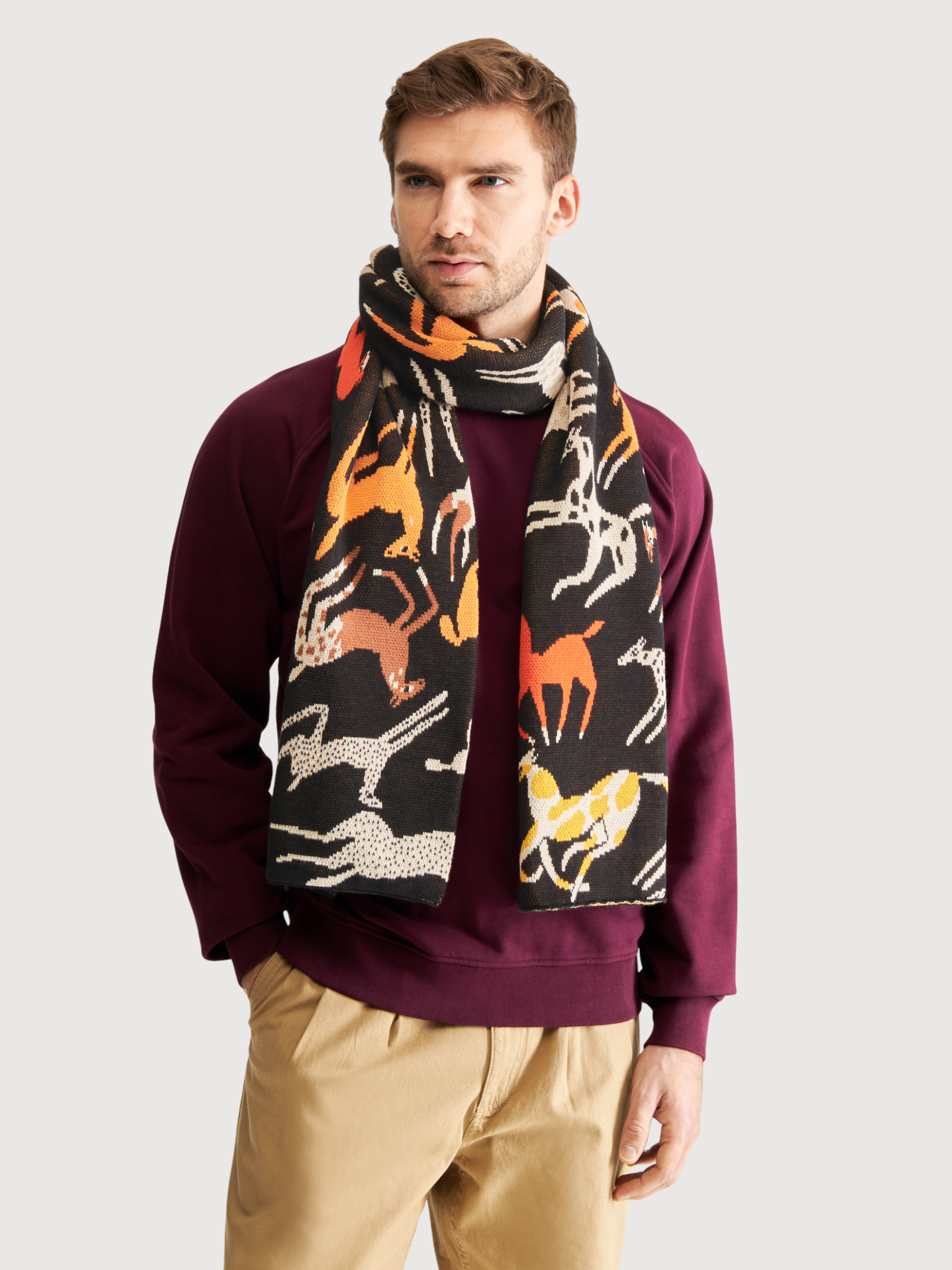 Sciarpa Rossberga Motivo jacquard cavalli Unisex | Dedicated