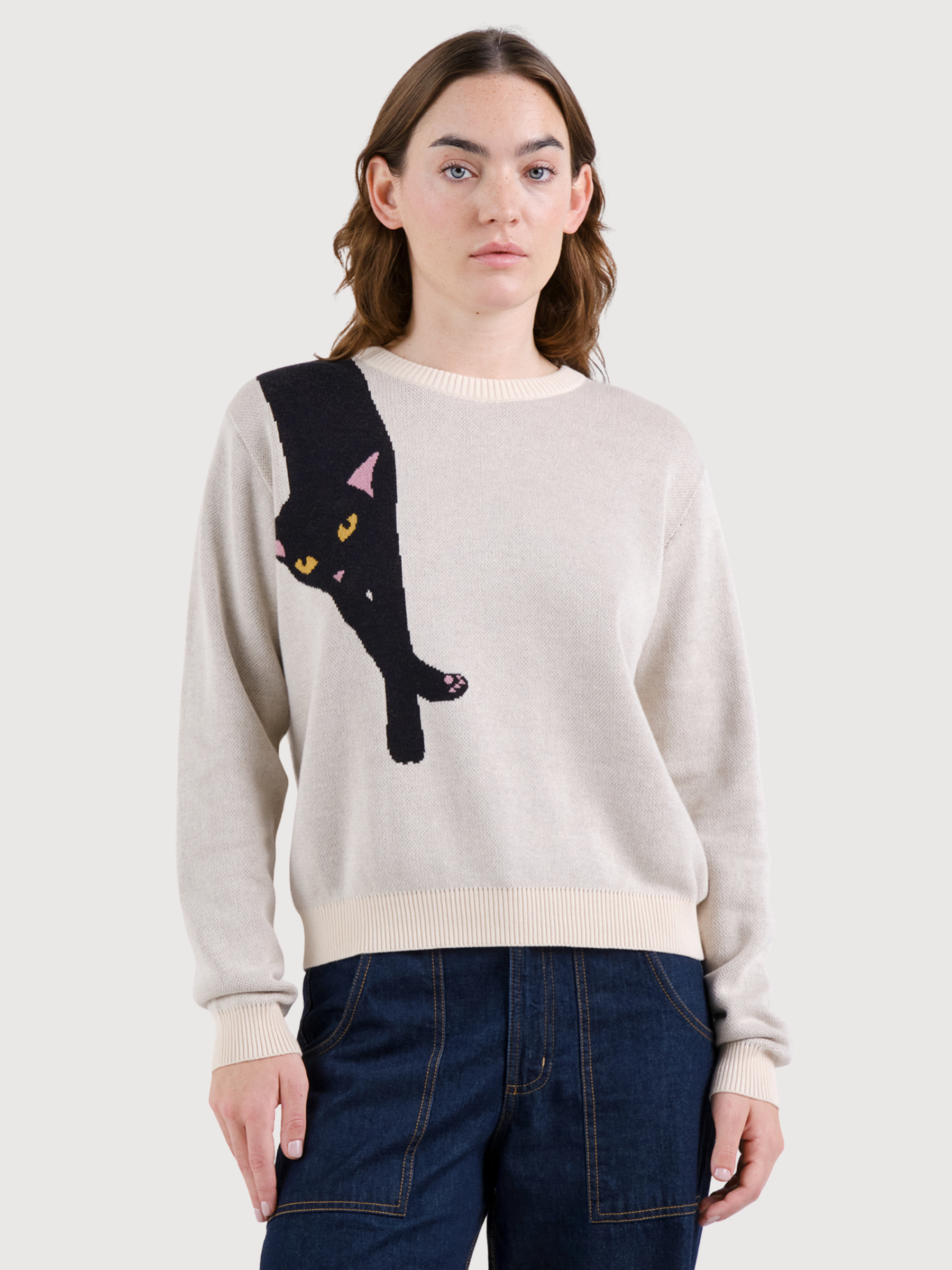 Pullover Arendal Long Cat Weiß | Dedicated