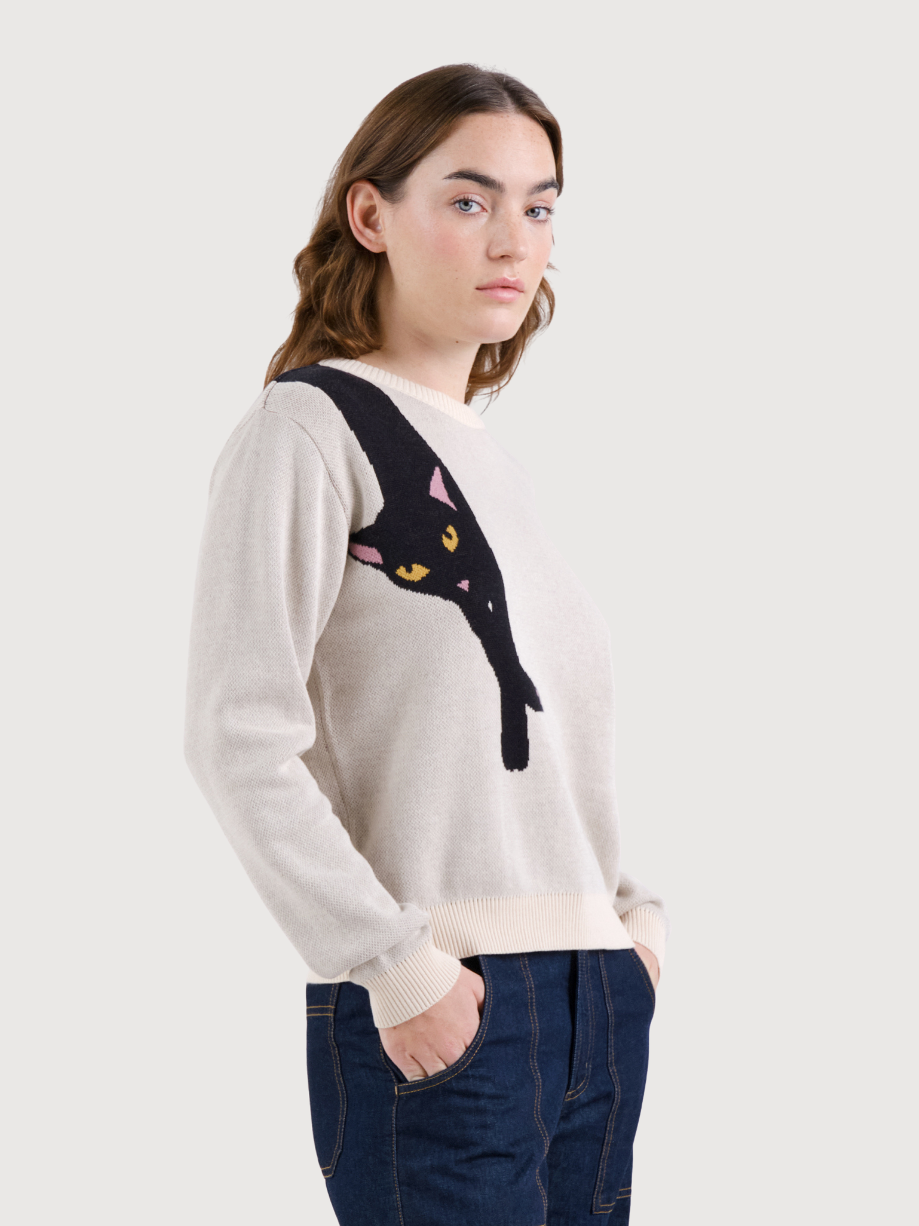 Pullover Arendal Long Cat Weiß | Dedicated