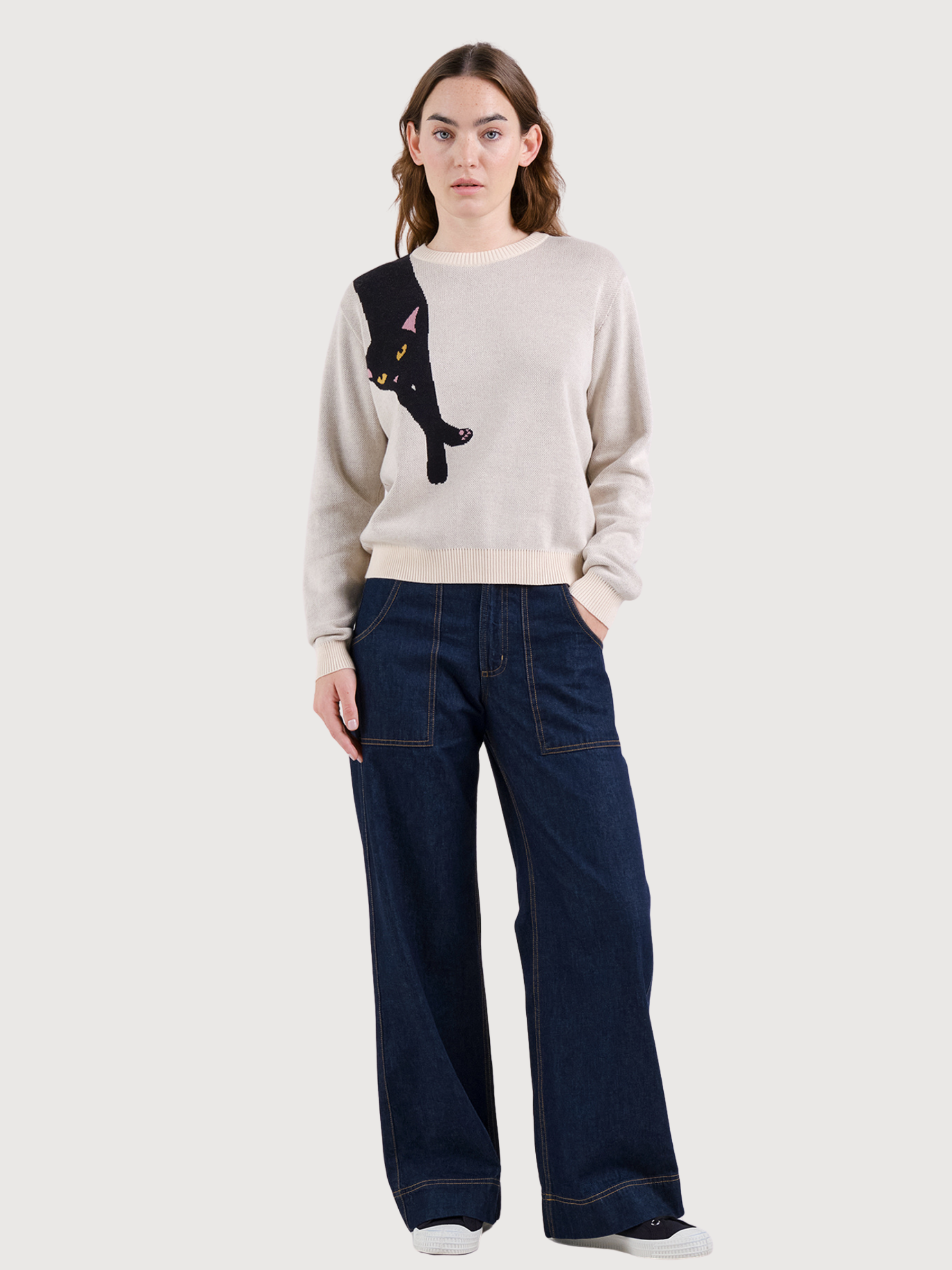 Pullover Arendal Long Cat Weiß | Dedicated