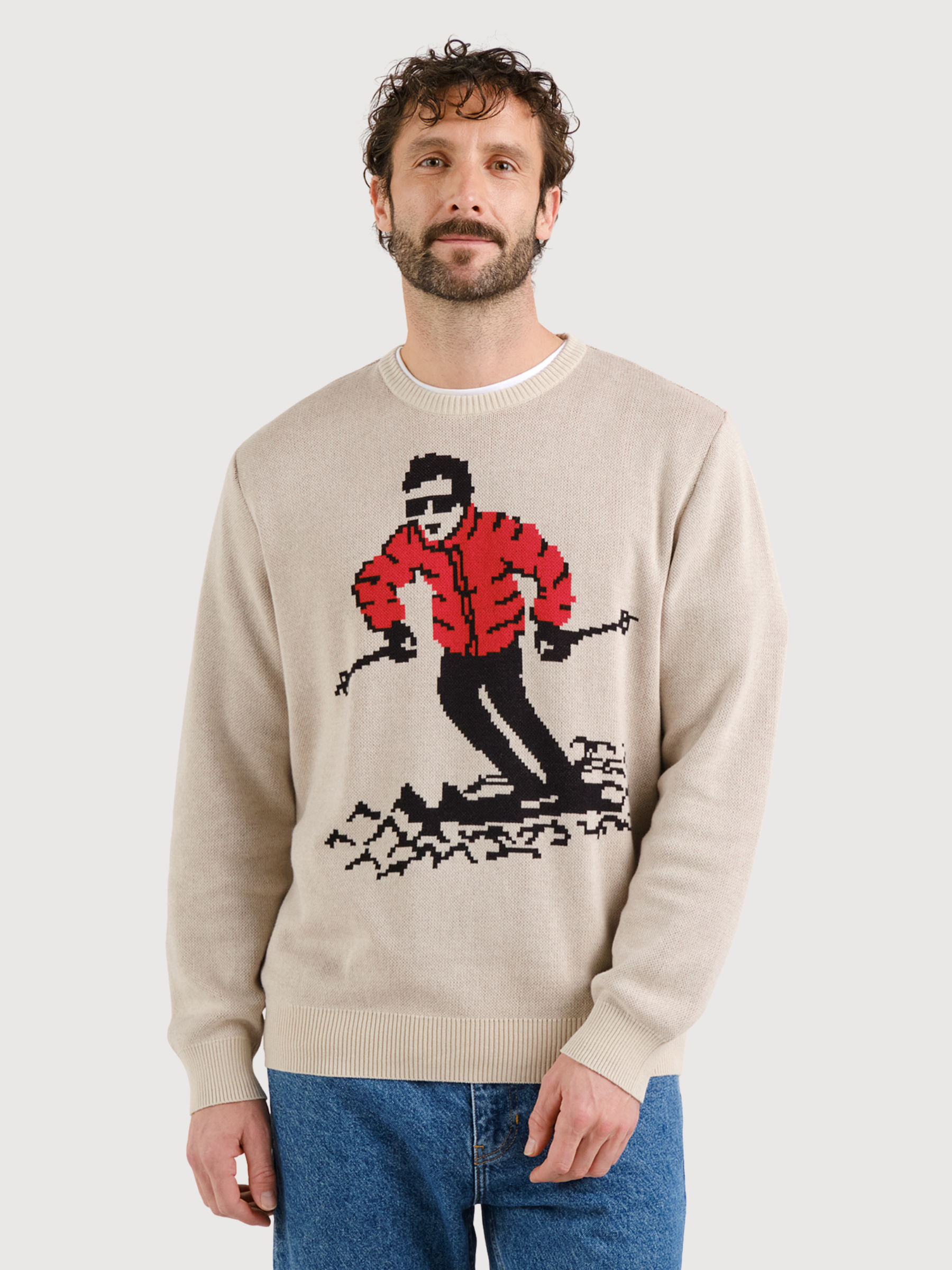 Pullover Mora Jacquard-Skifahrermotiv Mann | Dedicated