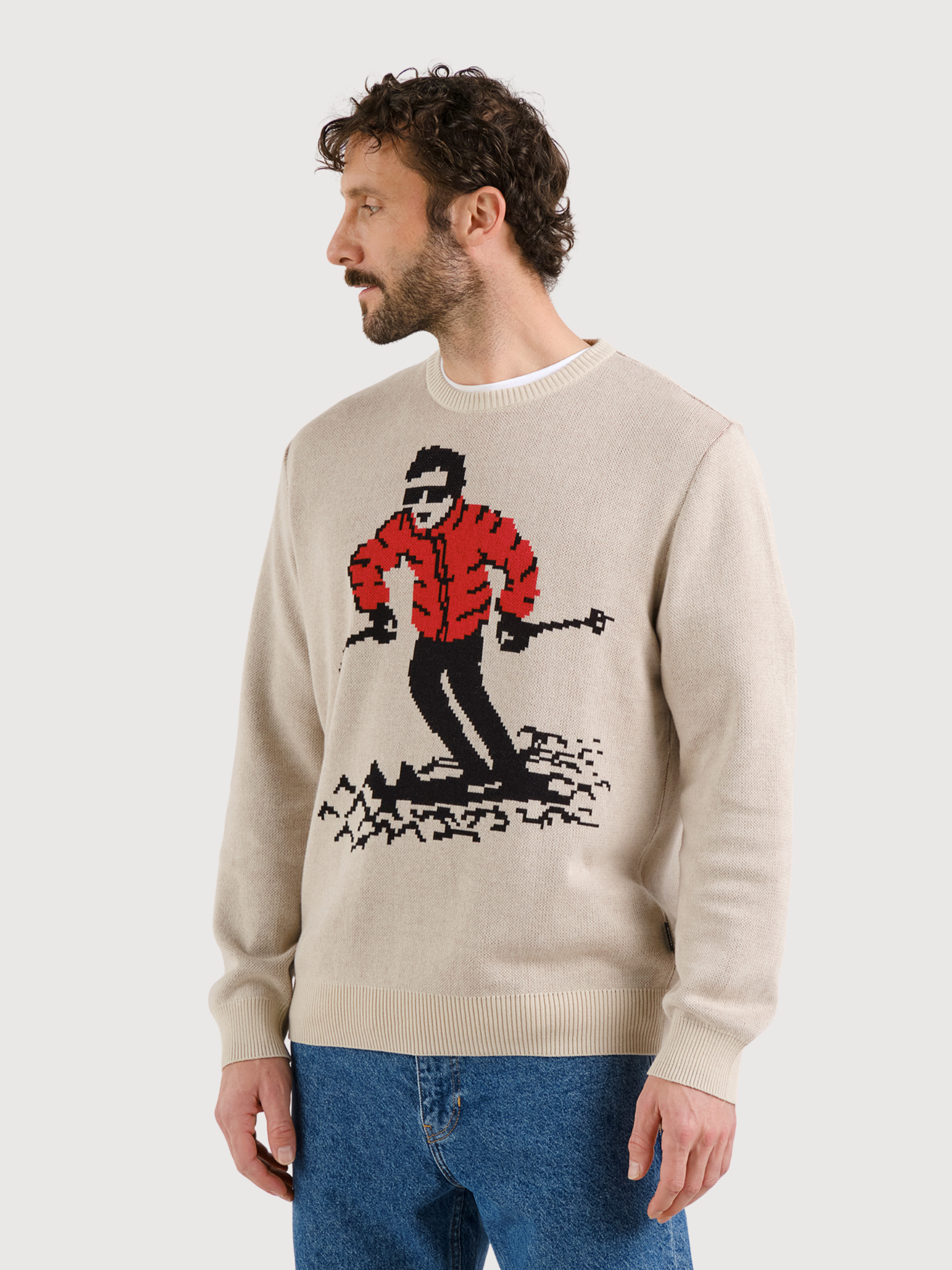 Pullover Mora Jacquard-Skifahrermotiv Mann | Dedicated