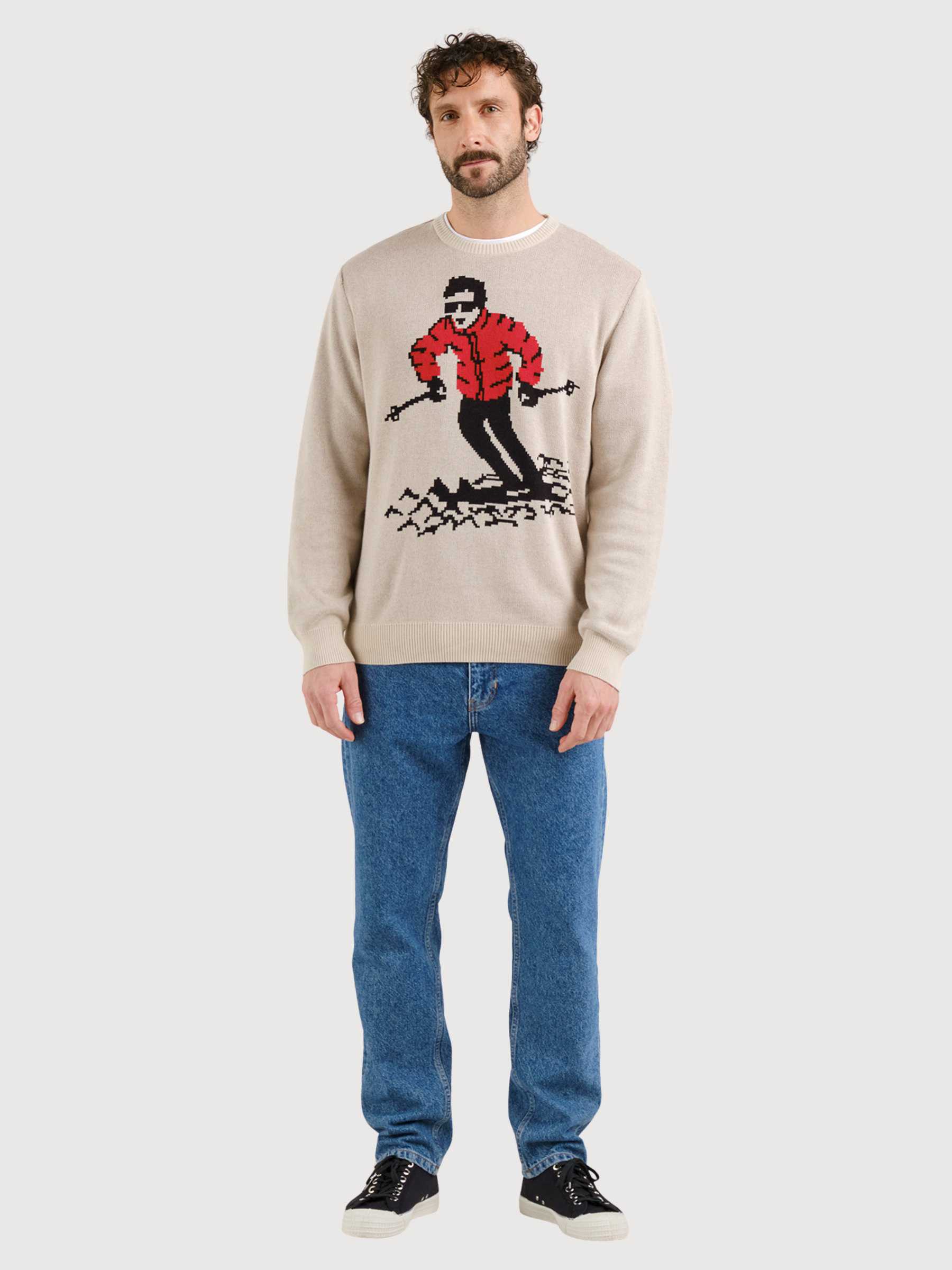 Pullover Mora Jacquard-Skifahrermotiv Mann | Dedicated