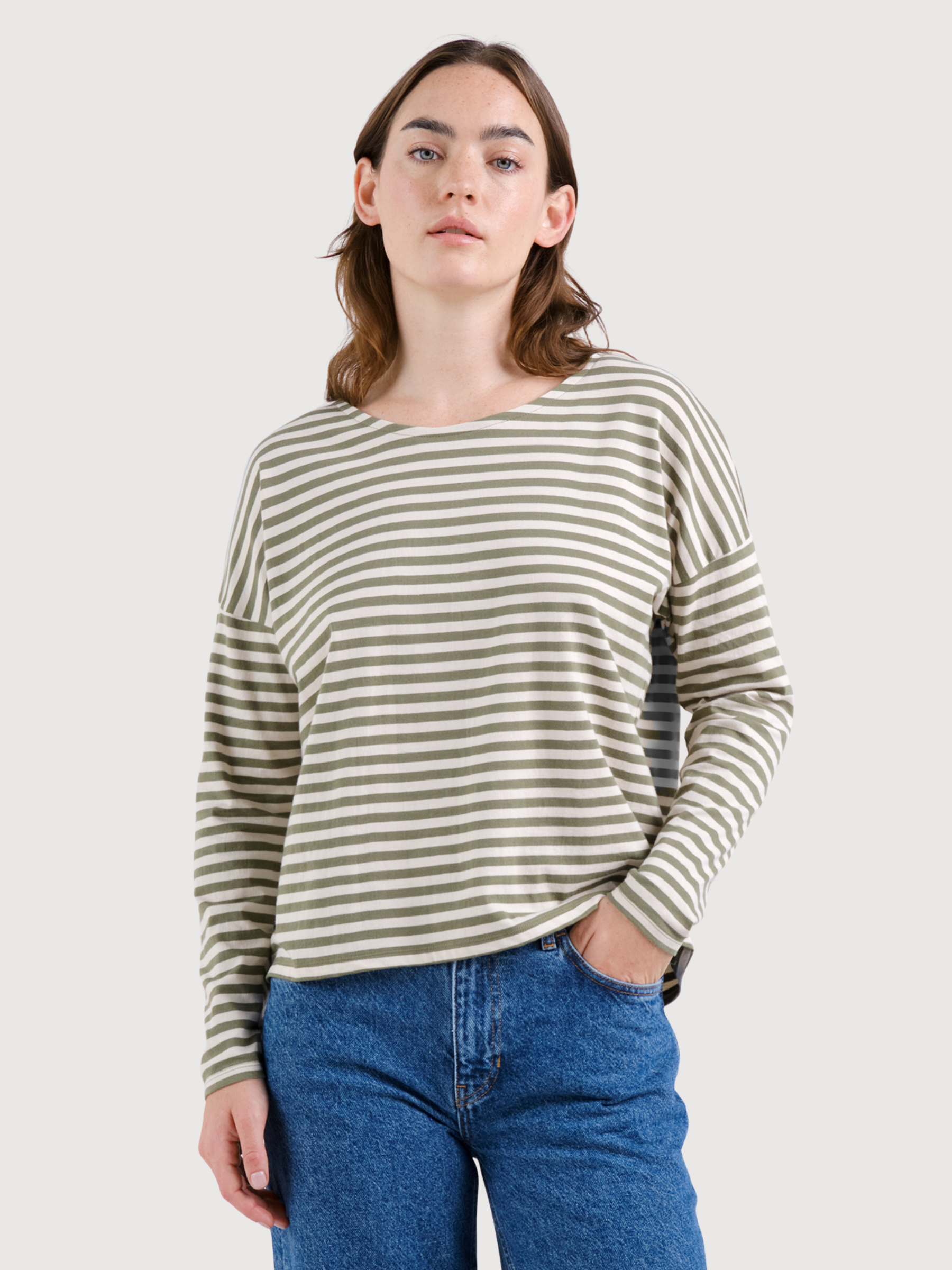 Langarmshirt Humledal Streifen Grün | Dedicated