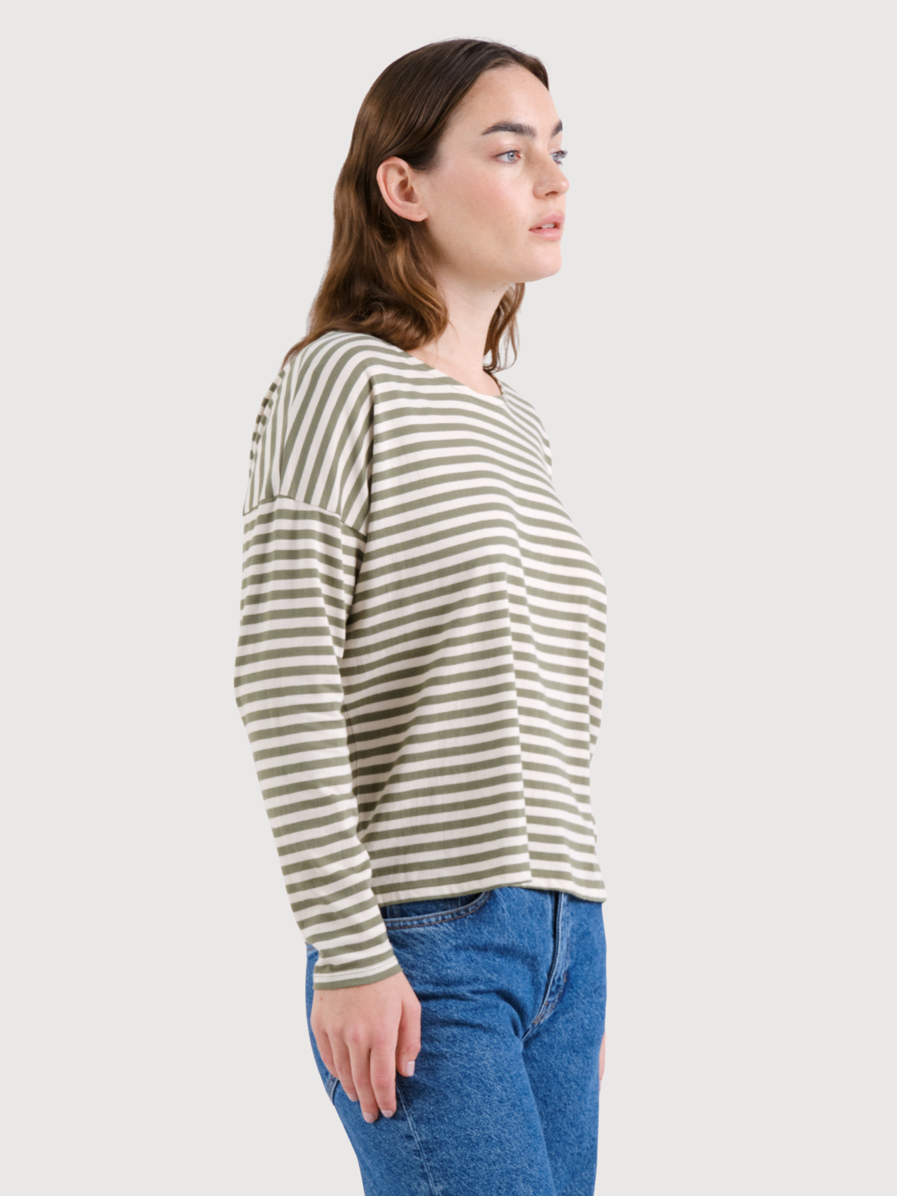 Langarmshirt Humledal Streifen Grün | Dedicated