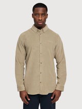 Camicia in velluto a coste da uomo color kaki chiaro in cotone | Mazine