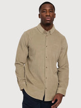 Camicia in velluto a coste da uomo color kaki chiaro in cotone | Mazine