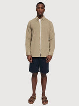 Camicia in velluto a coste da uomo color kaki chiaro in cotone | Mazine