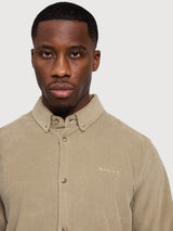 Camicia in velluto a coste da uomo color kaki chiaro in cotone | Mazine