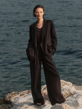 Trouser Wide Leg Onyx Gots Linen | Lanius