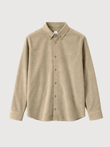 Camicia in velluto a coste da uomo color kaki chiaro in cotone | Mazine