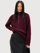 Ronyiaas Pullover Loose Fit Bordeaux Zipped Damen | Armadangels