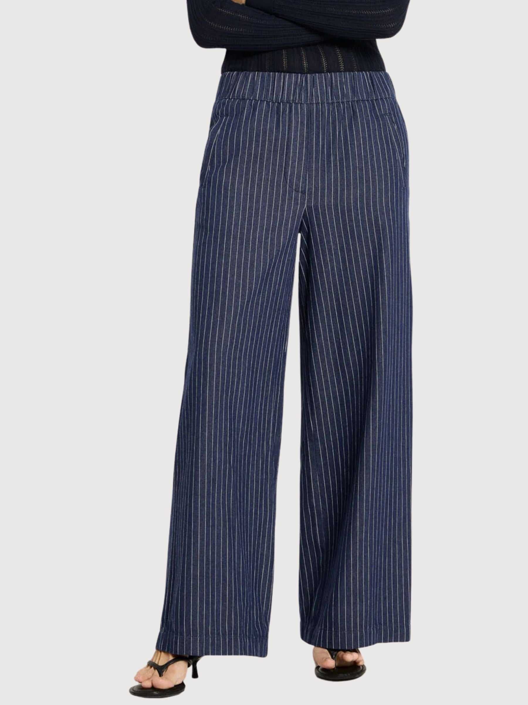Trouser Striped Blue/White Gots Cotton | Lanius