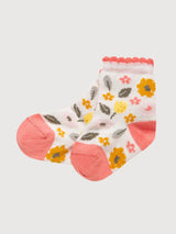 Socks Kid Pink with flower pattern Organic Cotton | People Wear Organic