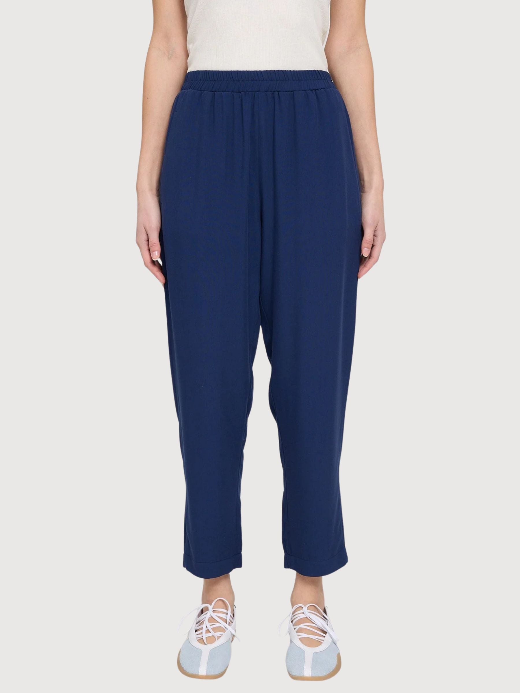 Pantaloni a gamba dritta in viscosa da donna, colore indaco | Mazine