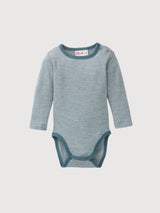 Wool-silk bodysuit GOTS Emerald Striped | People Wear Organic