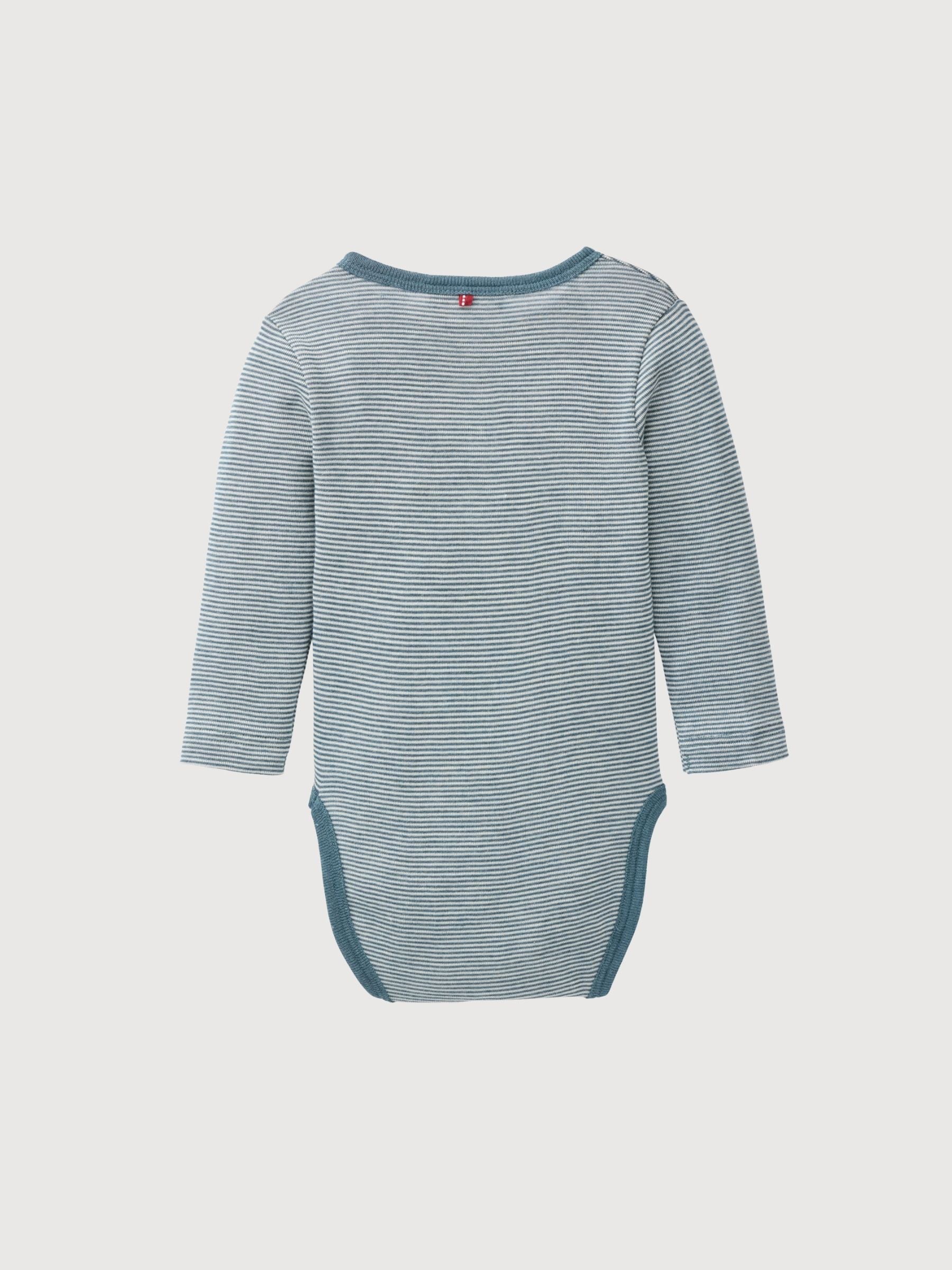 Wool-silk bodysuit GOTS Emerald Striped | People Wear Organic