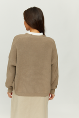 Sanni Cardigan Mushroom Brown Women | Mazine