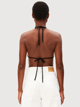 Top Bikini a Righe in Maglia Nero Grezzo | Armedangels