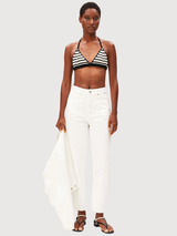 Top Bikini a Righe in Maglia Nero Grezzo | Armedangels