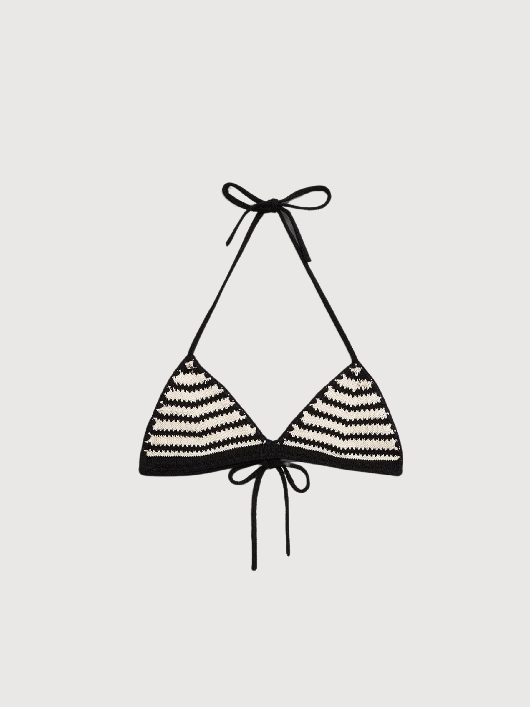 Top Bikini a Righe in Maglia Nero Grezzo | Armedangels