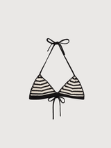 Top Bikini a Righe in Maglia Nero Grezzo | Armedangels