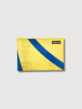 Pouch F07 Chuck Yellow And Blue-Stripe In Used Truck Tarps | Freitag