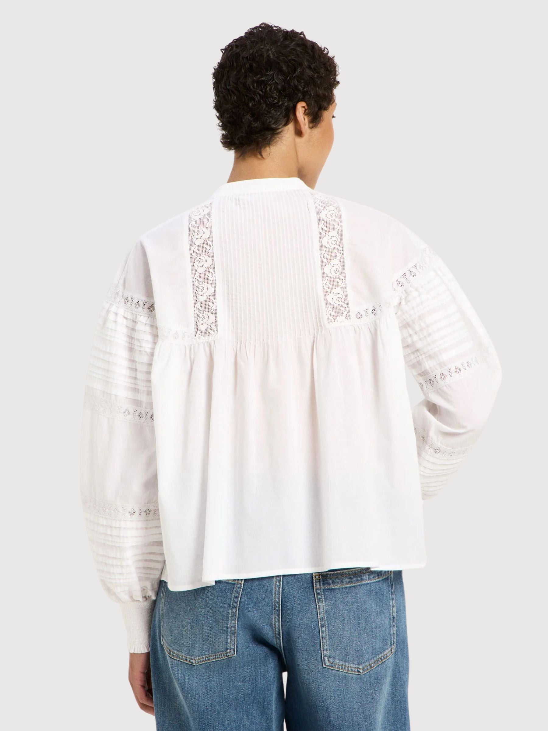 Blouse Lace White GOTS in Cotton | Lanius