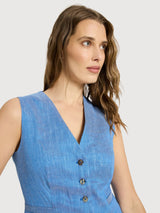 Vest OCS Lapis Linen/Cotton | Lanius