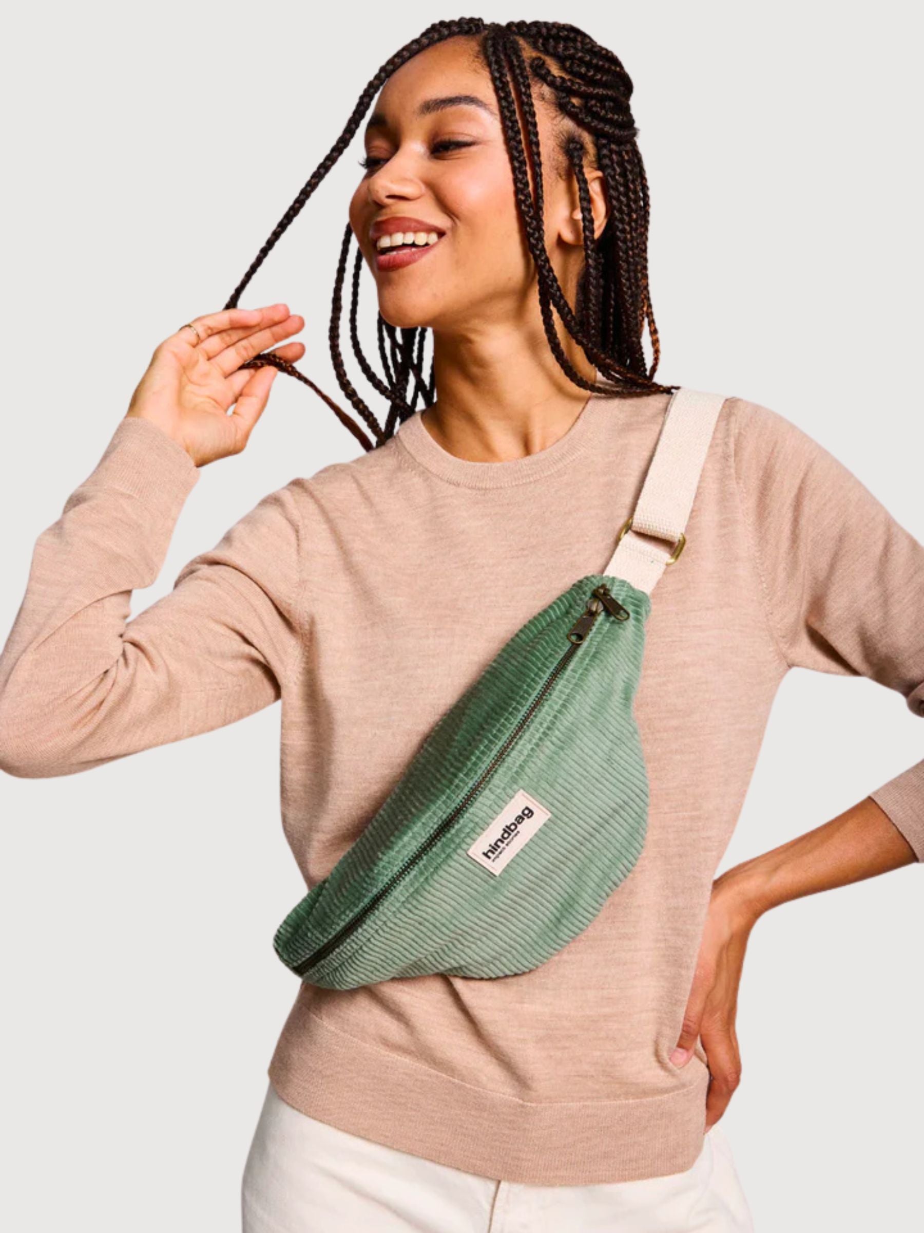 Olivia Sac banane Velours Vert | Hindbag