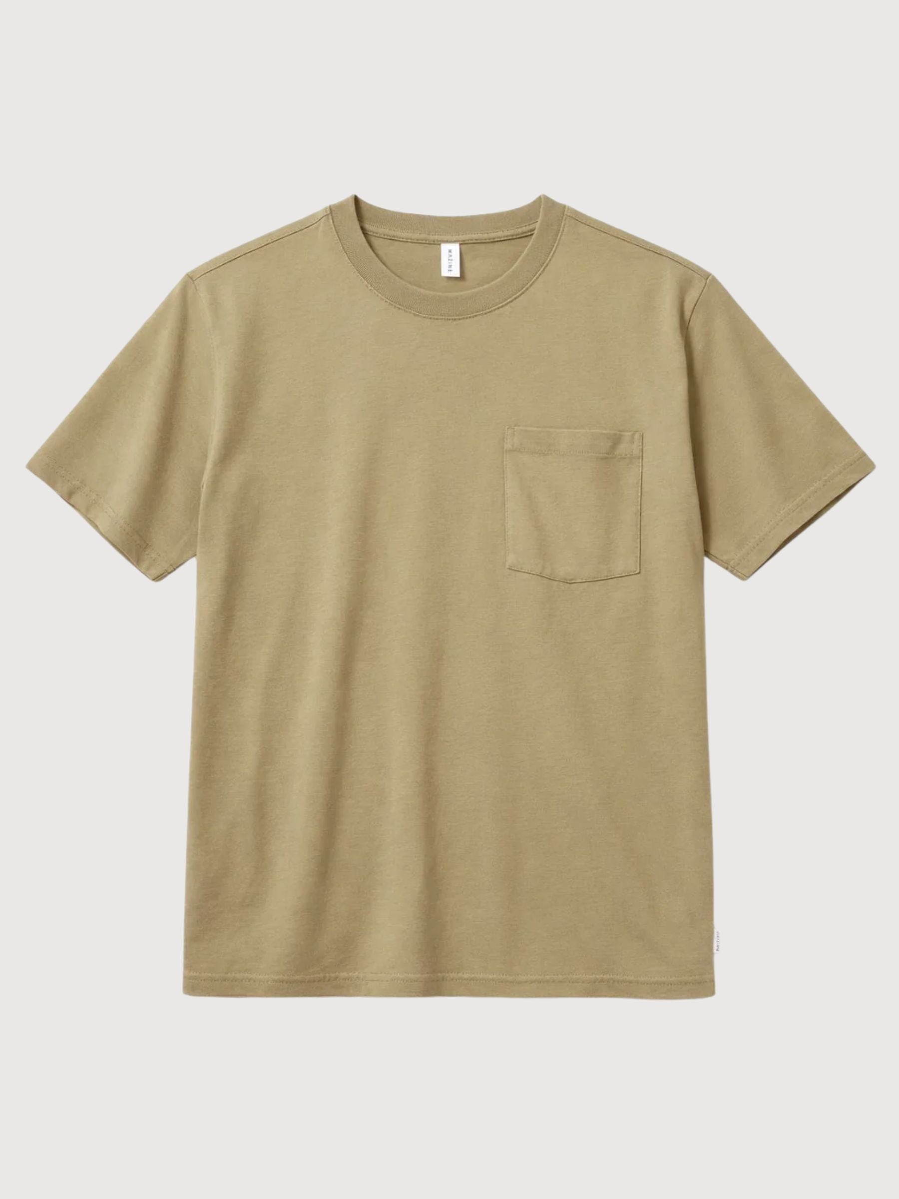 T-shirt da uomo con taschino sul petto, Olive Gots Cotton | Mazine