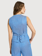 Vest OCS Lapis Linen/Cotton | Lanius