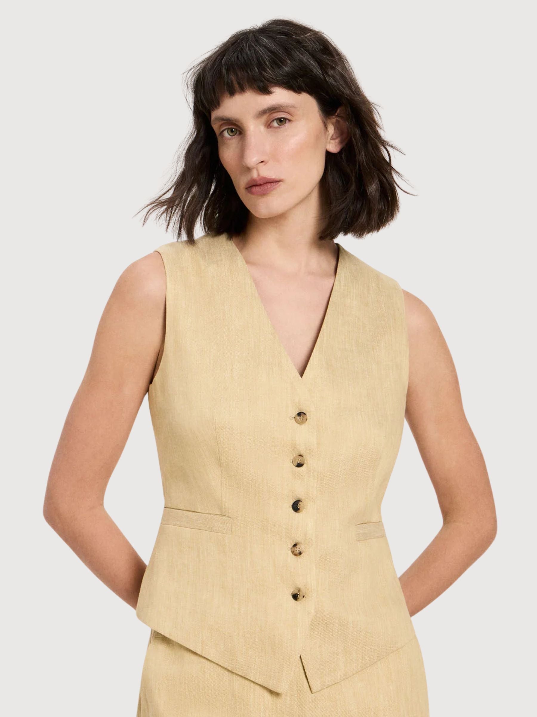 Gilet OCS Lino/Cotone Khaki | Lanius