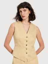 Vest OCS Khaki Linen/Cotton | Lanius