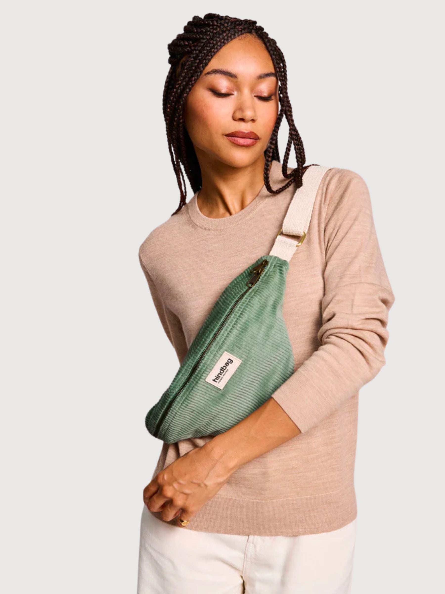 Olivia Sac banane Velours Vert | Hindbag