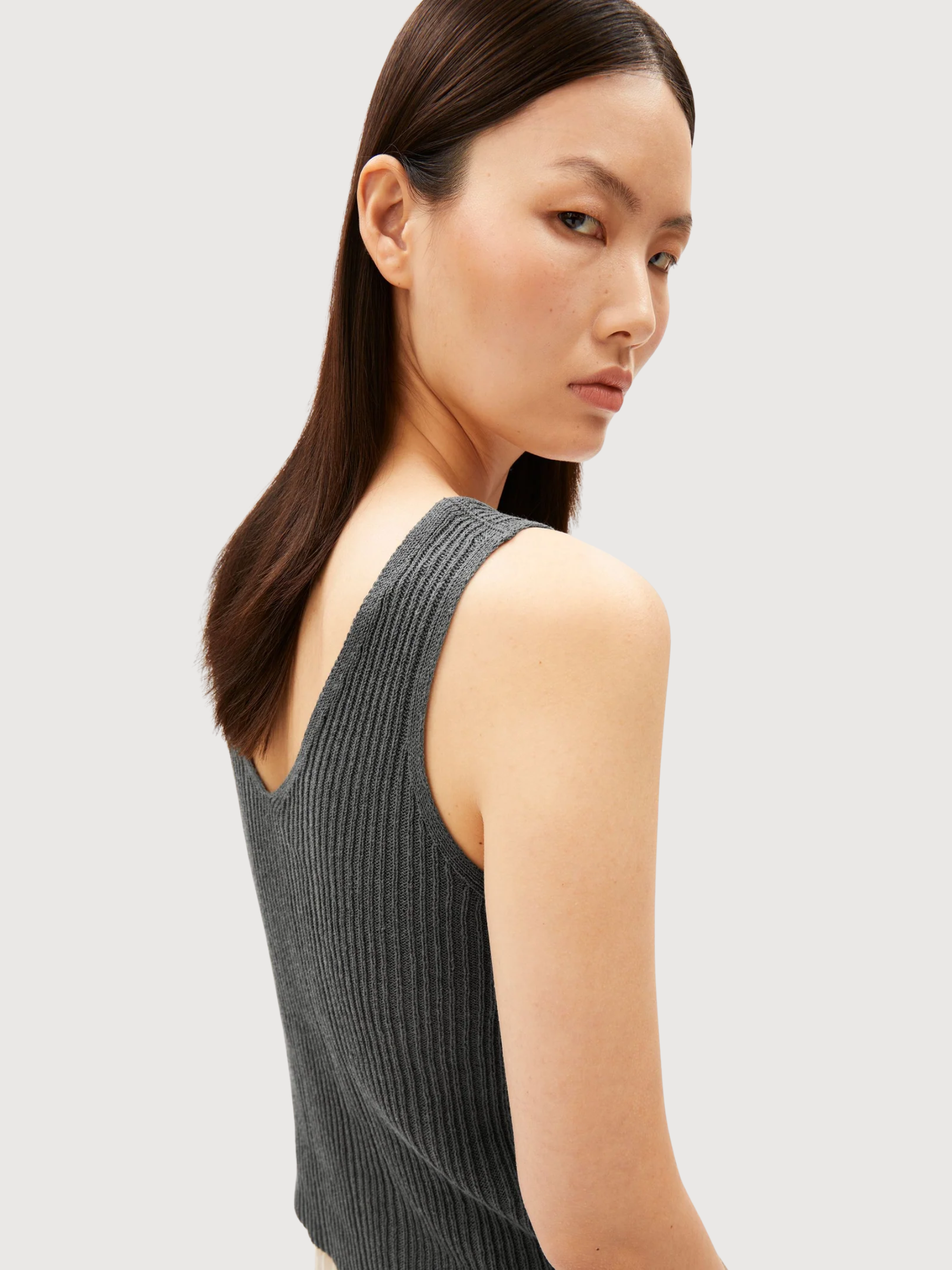 Top Knit Linen Blend Space Steel | Armedangels