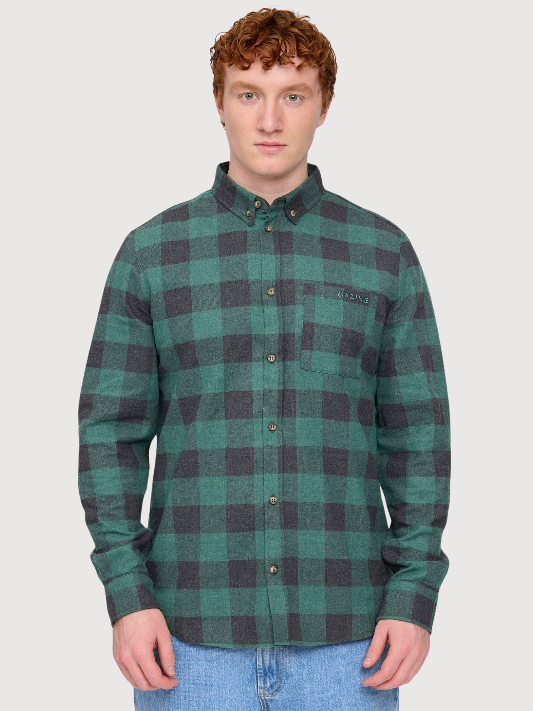 Shirt Checked Flannel Light Grey Man | Mazine