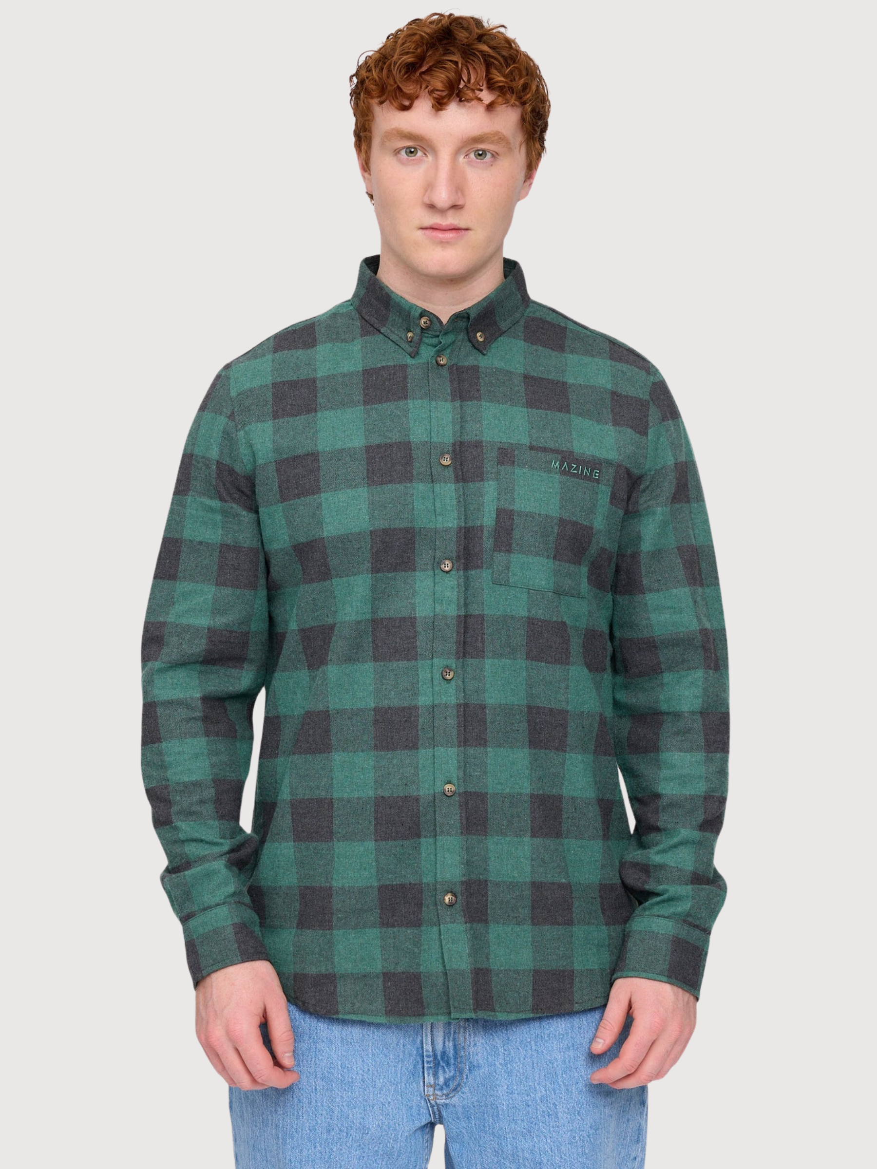 Shirt Checked Flannel Dark Green Man | Mazine